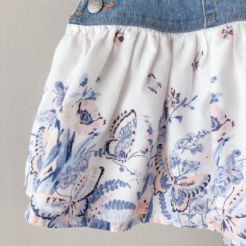 ❗️OshKosh B'gosh Blue Denim and White Floral Skirtall - Picture 7 of 13